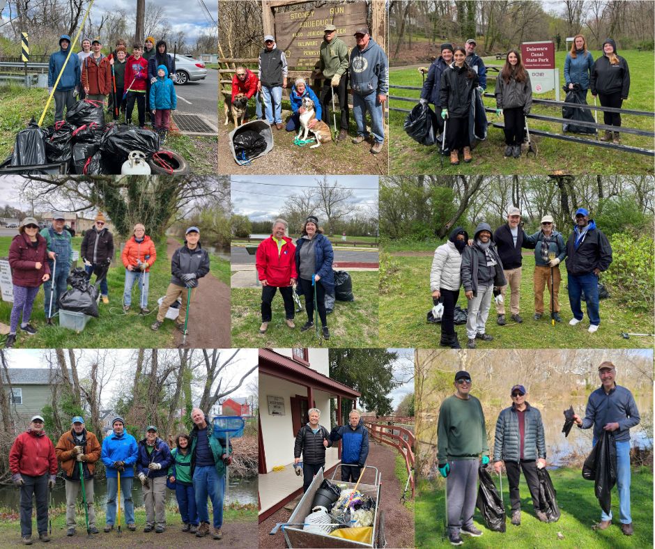 Collage of pictures from Canal Clean-up Day 2024