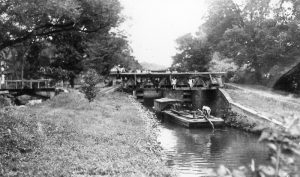 Old photo of canal boat at Lock 15/16 in Smithtown.